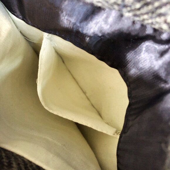 Vintage ENGLISH MANOR Gray Herringbone Tweed Sportcoat with Leather Buttons 46R - Picture 13 of 16